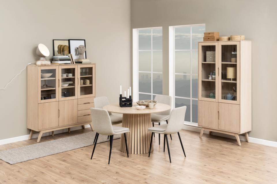 Becca Beige Fabric Dining Chair With Metal Legs, Set Of 4 Comfy Padded Chairs