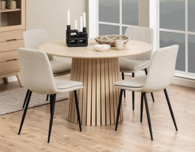 Becca Beige Fabric Dining Chair With Metal Legs, Set Of 4 Comfy Padded Chairs