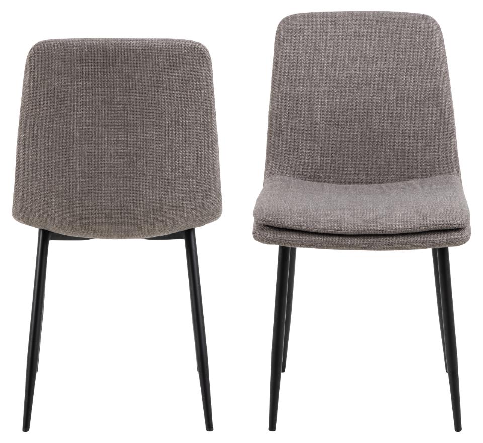 front and back view of a becca fabric dining chair