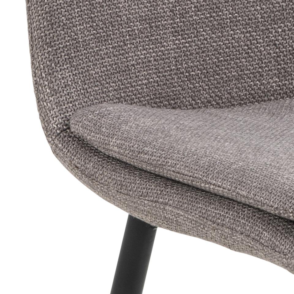 Becca Grey/ Brown- Greige  Fabric Dining Chair With Metal Legs, Set Of 4 Comfy Padded Chairs