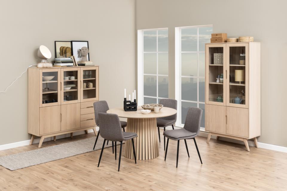 Becca Grey/ Brown- Greige  Fabric Dining Chair With Metal Legs, Set Of 4 Comfy Padded Chairs