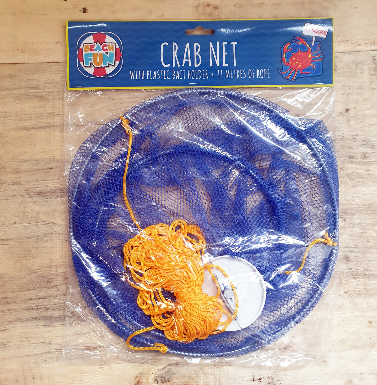 Crab Drop Nets with Spring Loaded Bait Holder Large 30cm Netting Trap with 11m of Rope and Plastic Bait Clip for Crabbing No Hooks