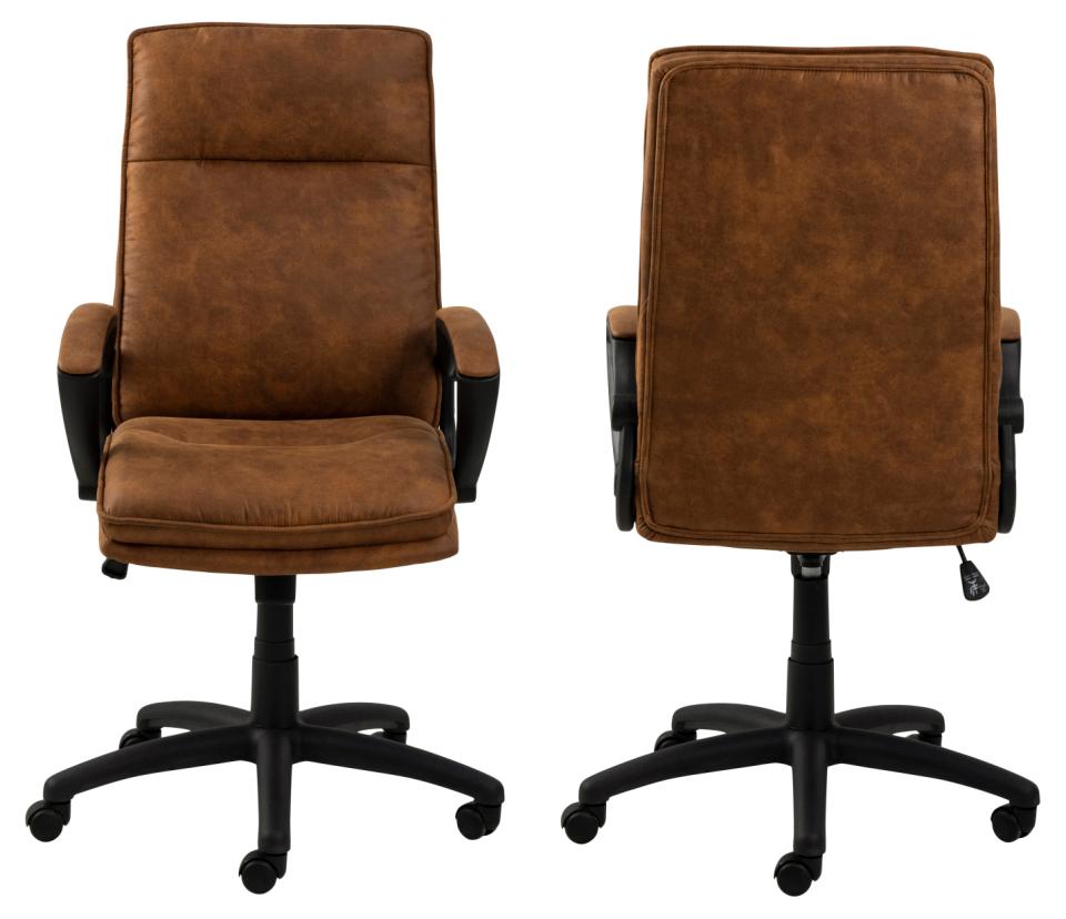 Brad Brown Fabric Home Office Desk Chair With Brake Castors, Gas lift, Swivel And Tilt