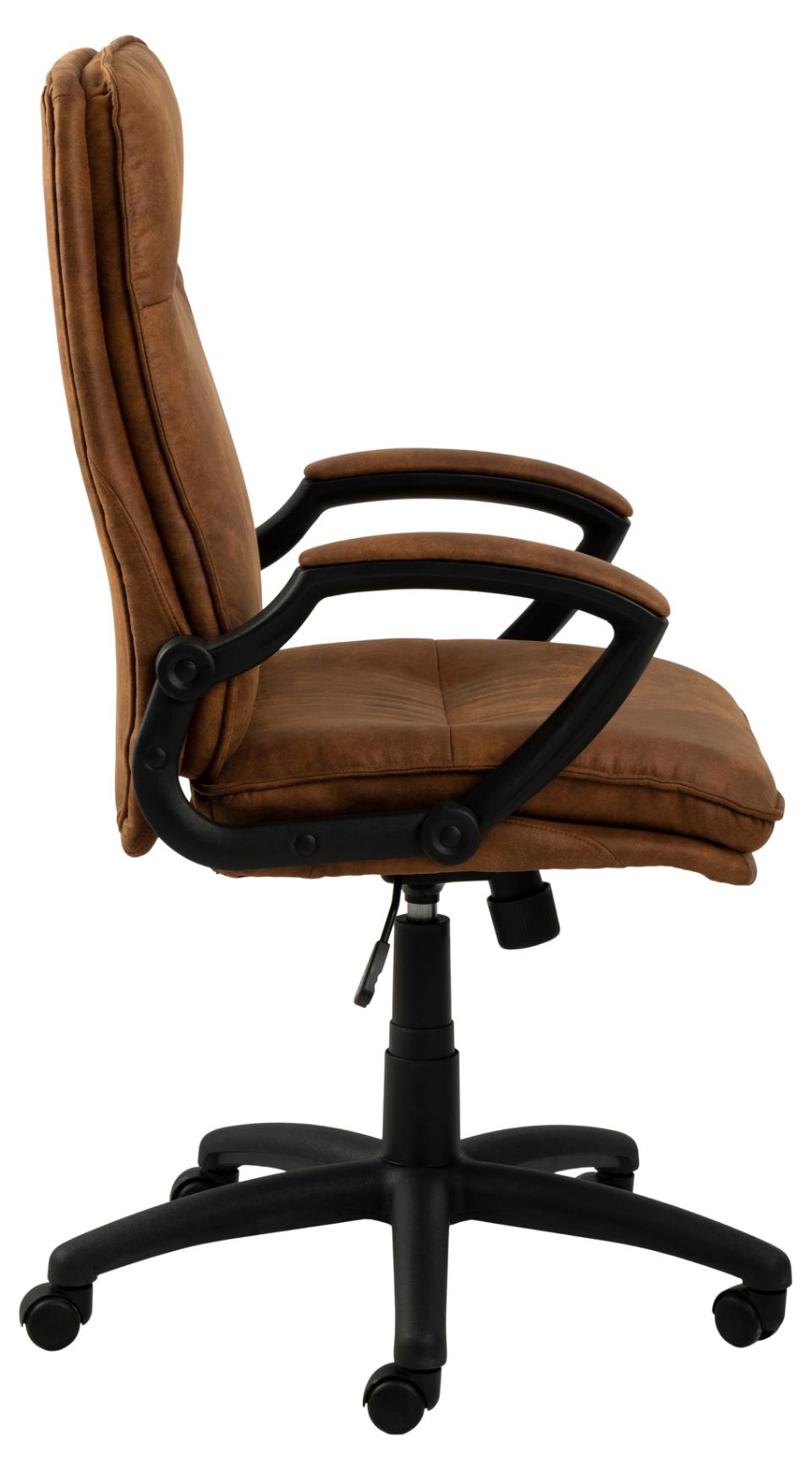 Brad Brown Fabric Home Office Desk Chair With Brake Castors, Gas lift, Swivel And Tilt