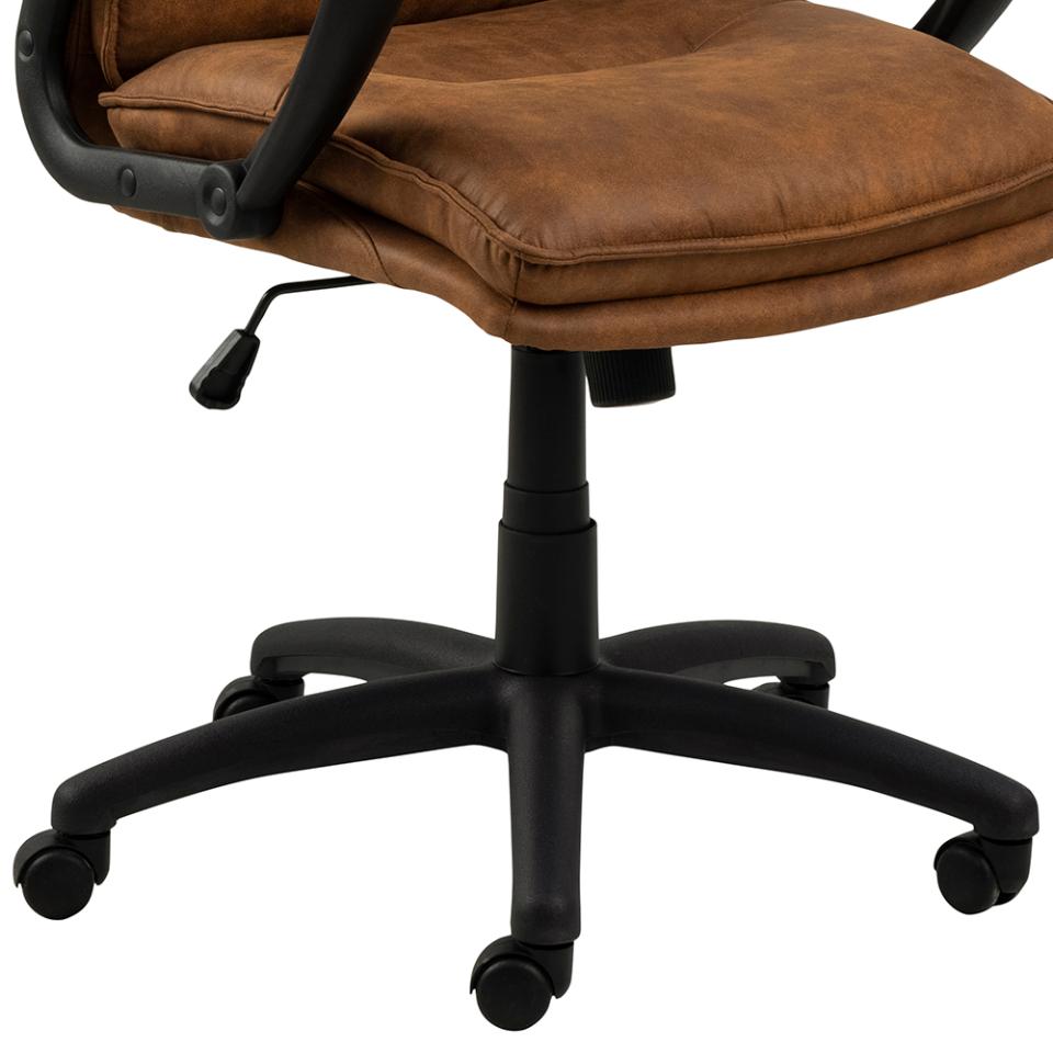 Brad Brown Fabric Home Office Desk Chair With Brake Castors, Gas lift, Swivel And Tilt