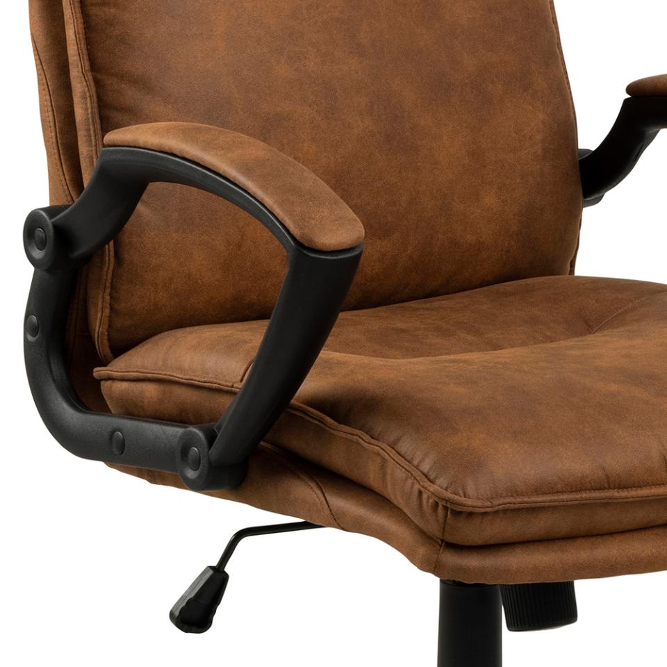 Brad Brown Fabric Home Office Desk Chair With Brake Castors, Gas lift, Swivel And Tilt