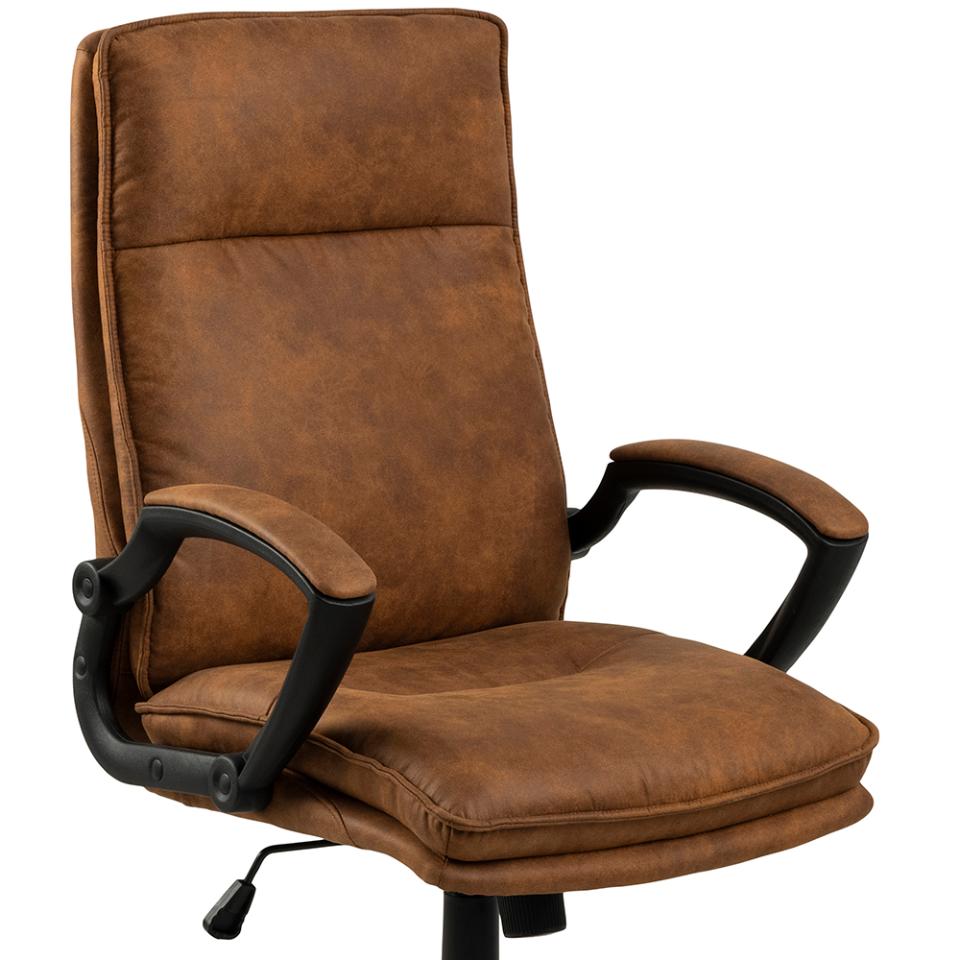 Brad Brown Fabric Home Office Desk Chair With Brake Castors, Gas lift, Swivel And Tilt