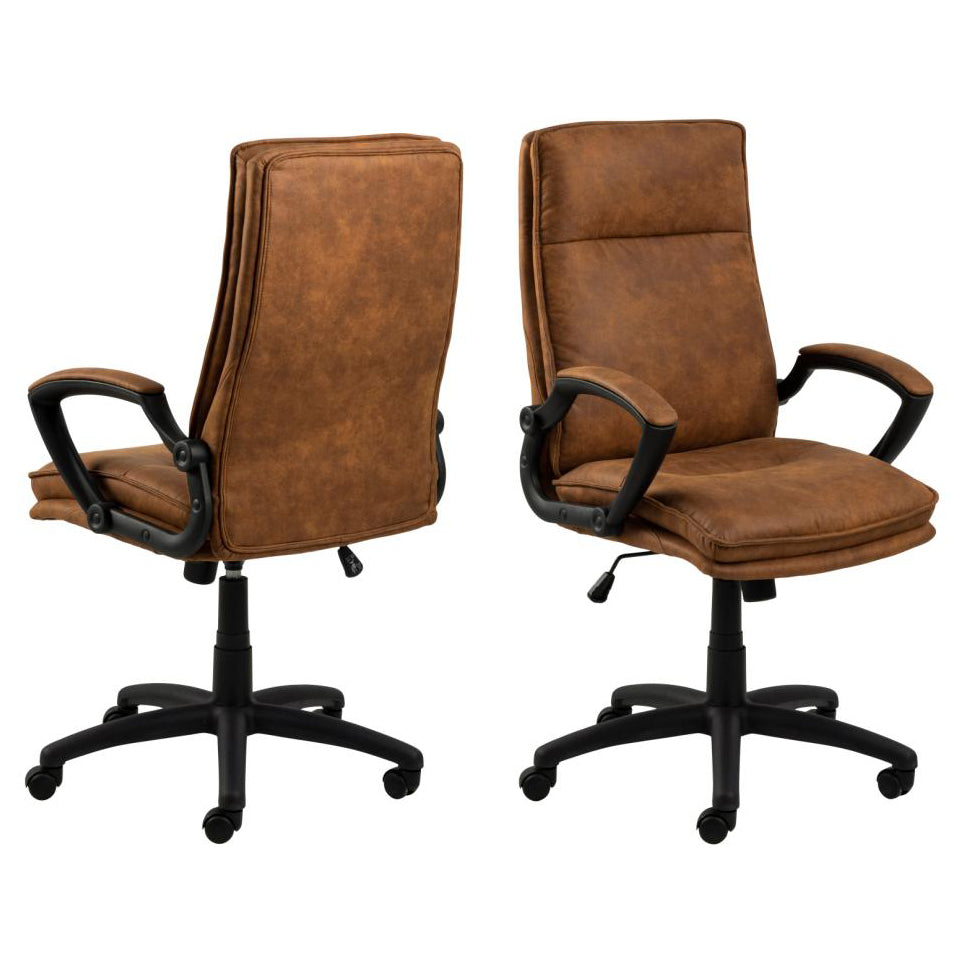 Brad Brown Fabric Home Office Desk Chair With Brake Castors, Gas lift, Swivel And Tilt