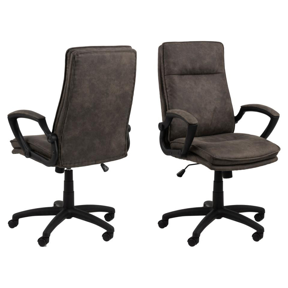 Brad Black Fabric Home Office Desk Chair With Brake Castors, Gas lift, Swivel And Tilt