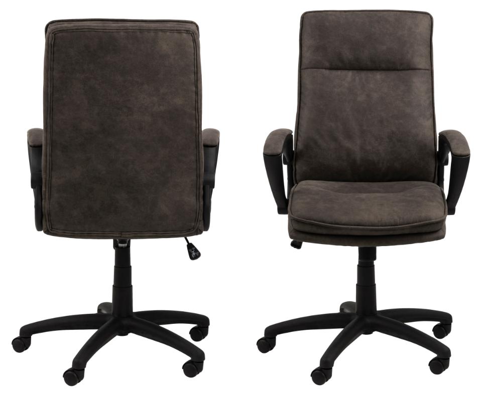 Brad Black Fabric Home Office Desk Chair With Brake Castors, Gas lift, Swivel And Tilt