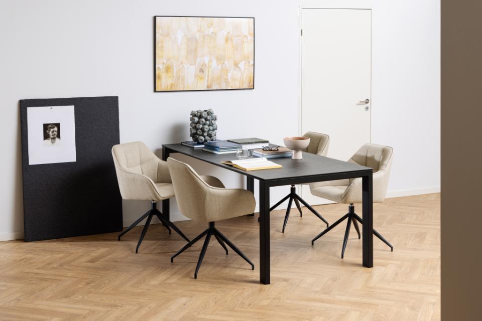 Brentford Dining Table With Glass Ceramic Top 200cm With Metal Base, Seats Up to 8 People