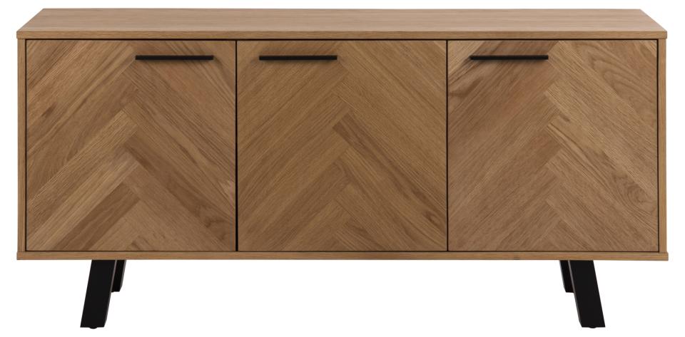 Beautiful Brighton Oak Buffet Sideboard Cabinet In Modern Herringbone Design 150x40x71cm