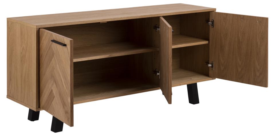 Beautiful Brighton Oak Buffet Sideboard Cabinet In Modern Herringbone Design 150x40x71cm