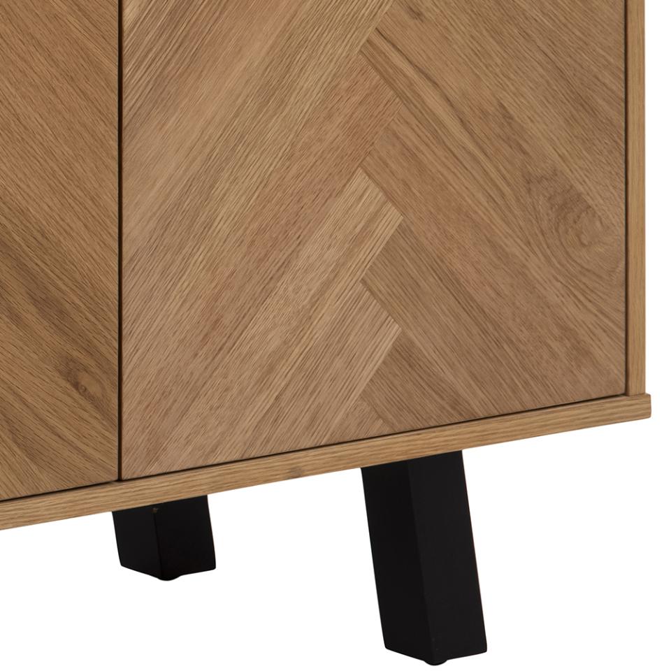 Beautiful Brighton Oak Buffet Sideboard Cabinet In Modern Herringbone Design 150x40x71cm