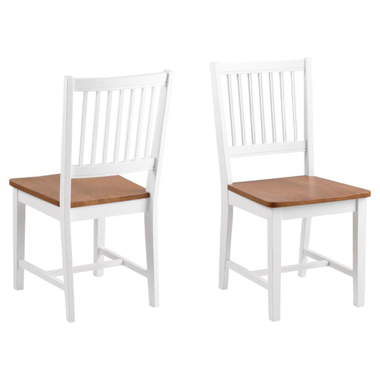 Brisbane White Lacquered Oak Stained Designer Dining Chair, Wide Spacious Seat, Set Of 2