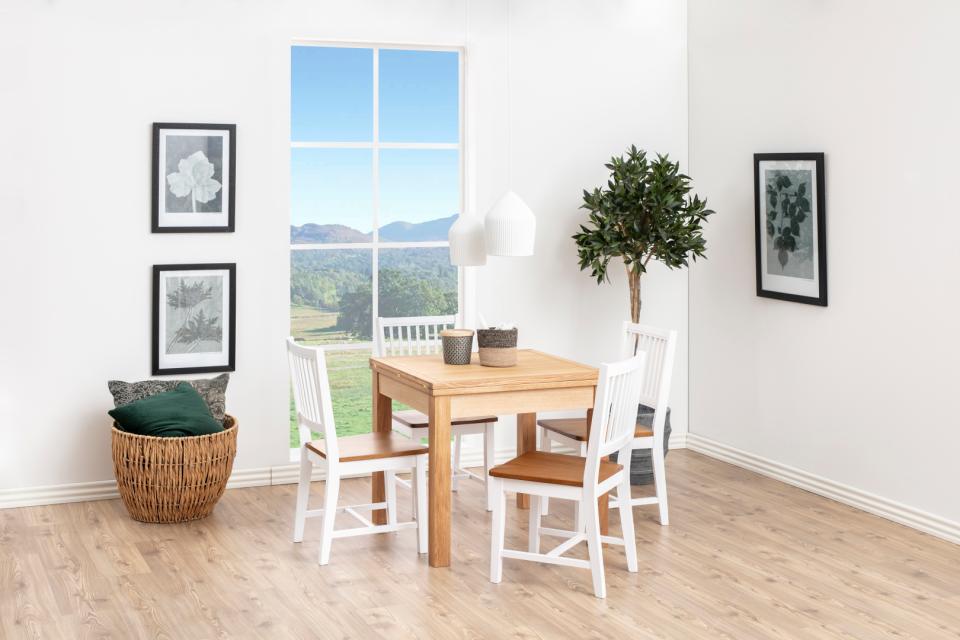 Brisbane White Lacquered Oak Stained Designer Dining Chair, Wide Spacious Seat, Set Of 2