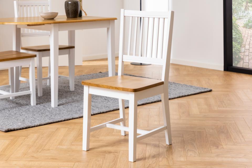 Brisbane White Lacquered Oak Stained Designer Dining Chair, Wide Spacious Seat, Set Of 2