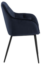 Load image into Gallery viewer, Brooke Armrest Fabric Dining Chair In Blue With Beautiful Tufting, Set Of 2 Chairs
