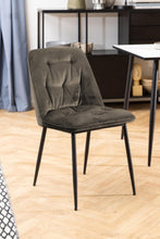 Load image into Gallery viewer, Brooke Fabric Dining Chair In Beige With Stylish Black Legs And Tufting, Set Of 2 Chairs
