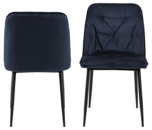 Load image into Gallery viewer, Brooke Fabric Dining Chair In Blue With Stylish Black Legs And Tufting, Set Of 2 Chairs

