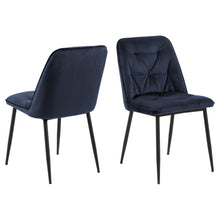 Load image into Gallery viewer, Brooke Fabric Dining Chair In Blue With Stylish Black Legs And Tufting, Set Of 2 Chairs
