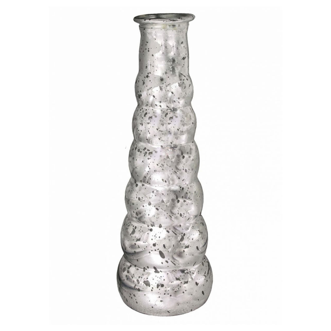 Bubble Vase Bottle Vase with Speckled Silver Coloured Finish 21cm