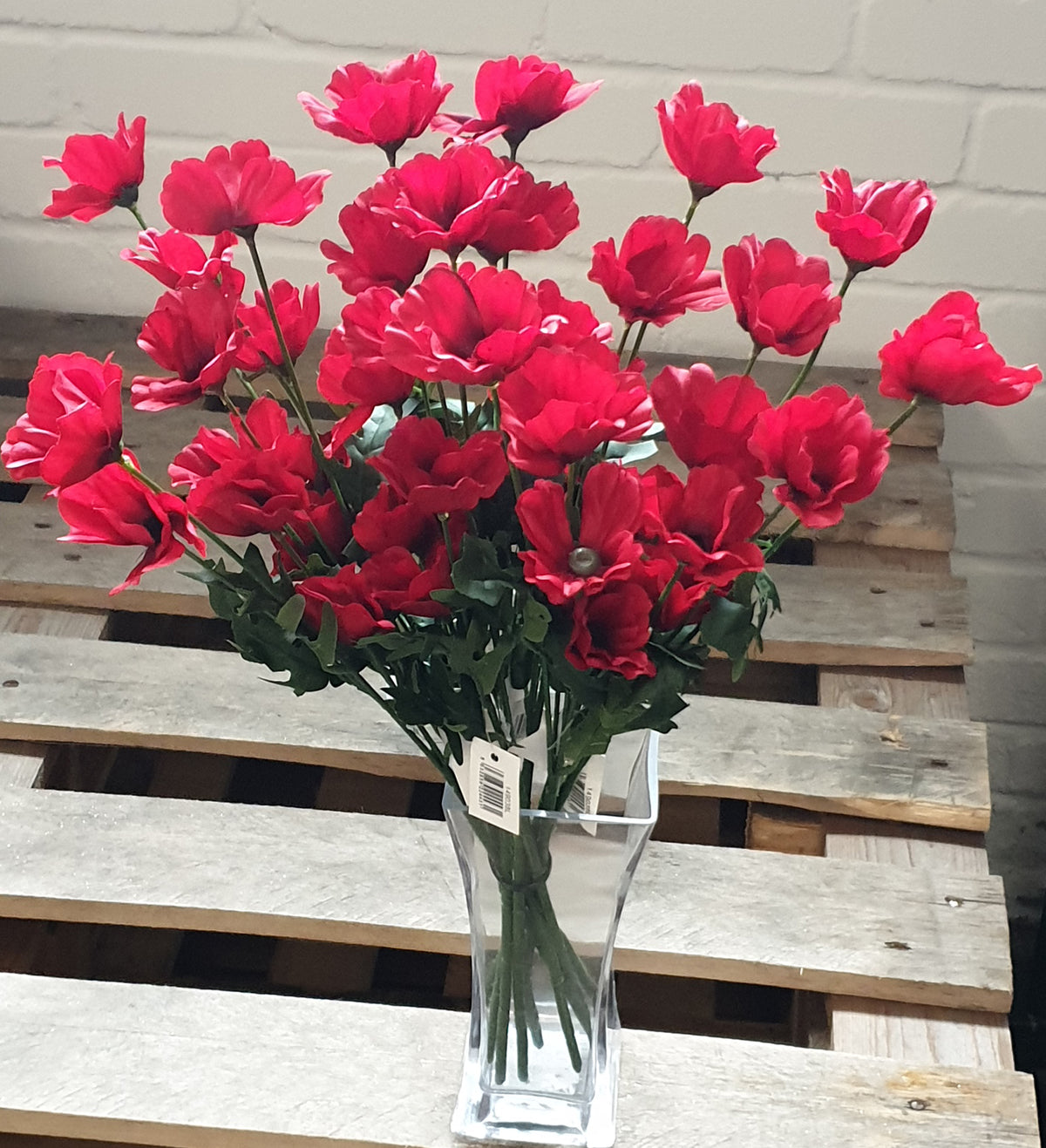 10 Red Remembrance Day Poppy Spray Stems 45cm Artificial Flowers 40 Flower Heads Wild Poppies