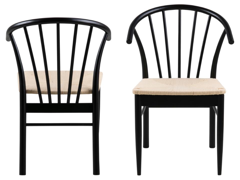 Cassandra Black Solid Oak Quality Paper Plaited Dining Chair, Set Of 2 Chairs