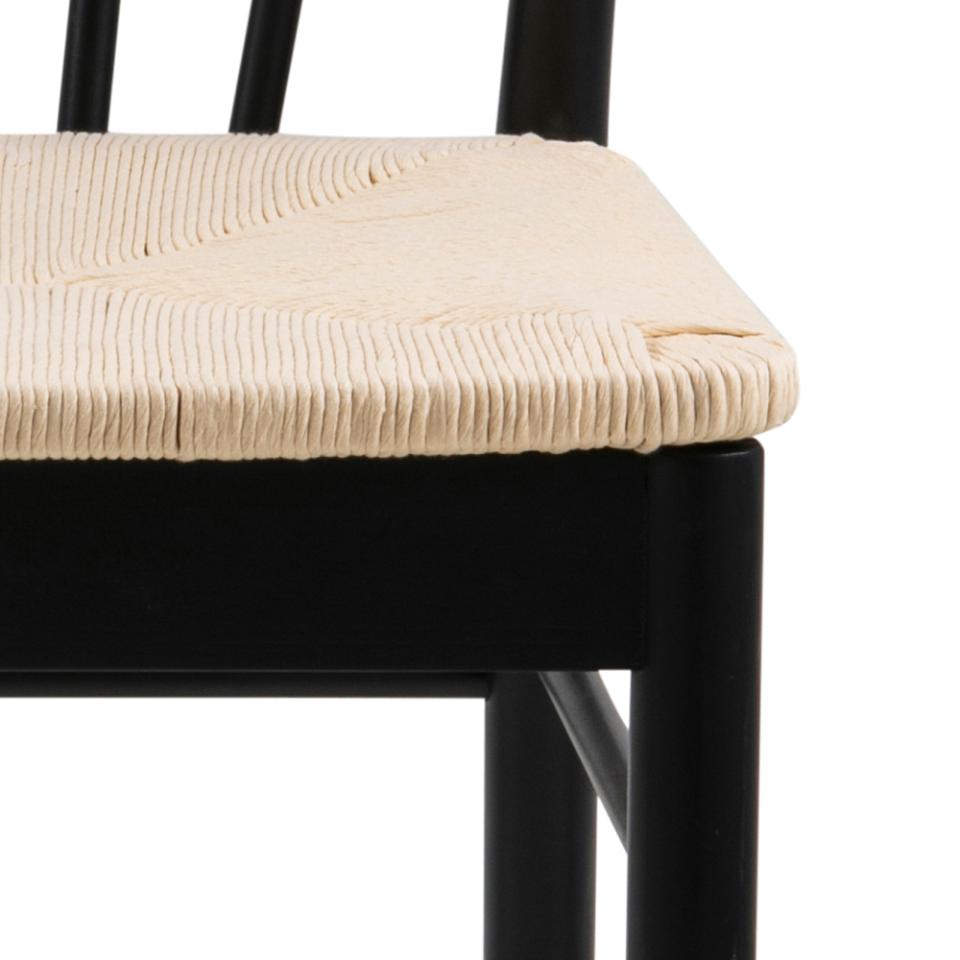 Cassandra Black Solid Oak Quality Paper Plaited Dining Chair, Set Of 2 Chairs