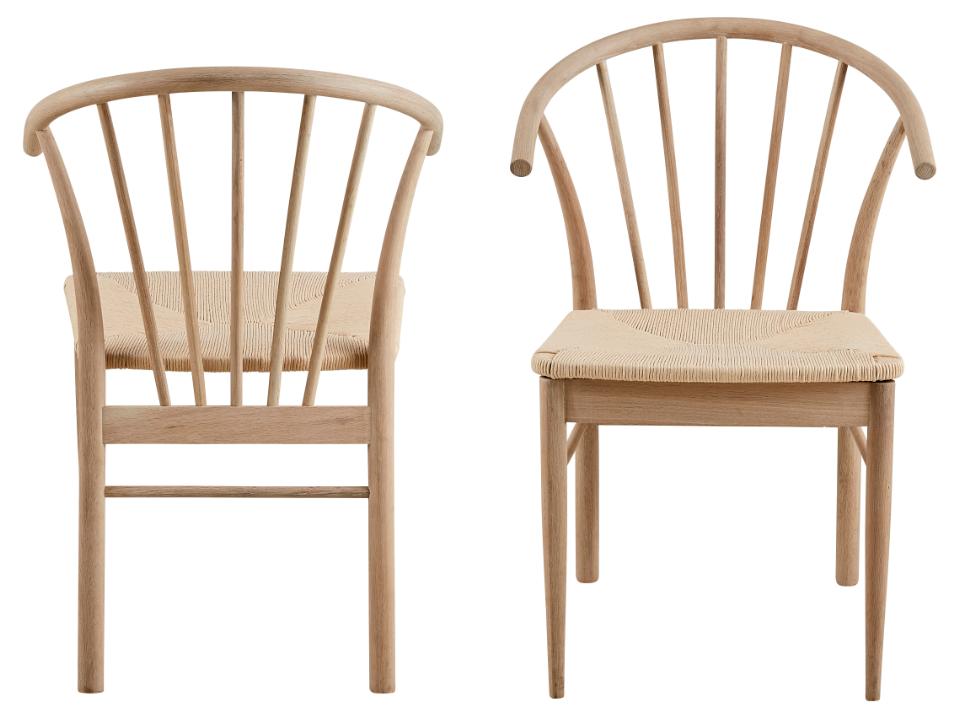 Cassandra White Solid Oak Quality Paper Plaited Dining Chair, Set Of 2 Chairs