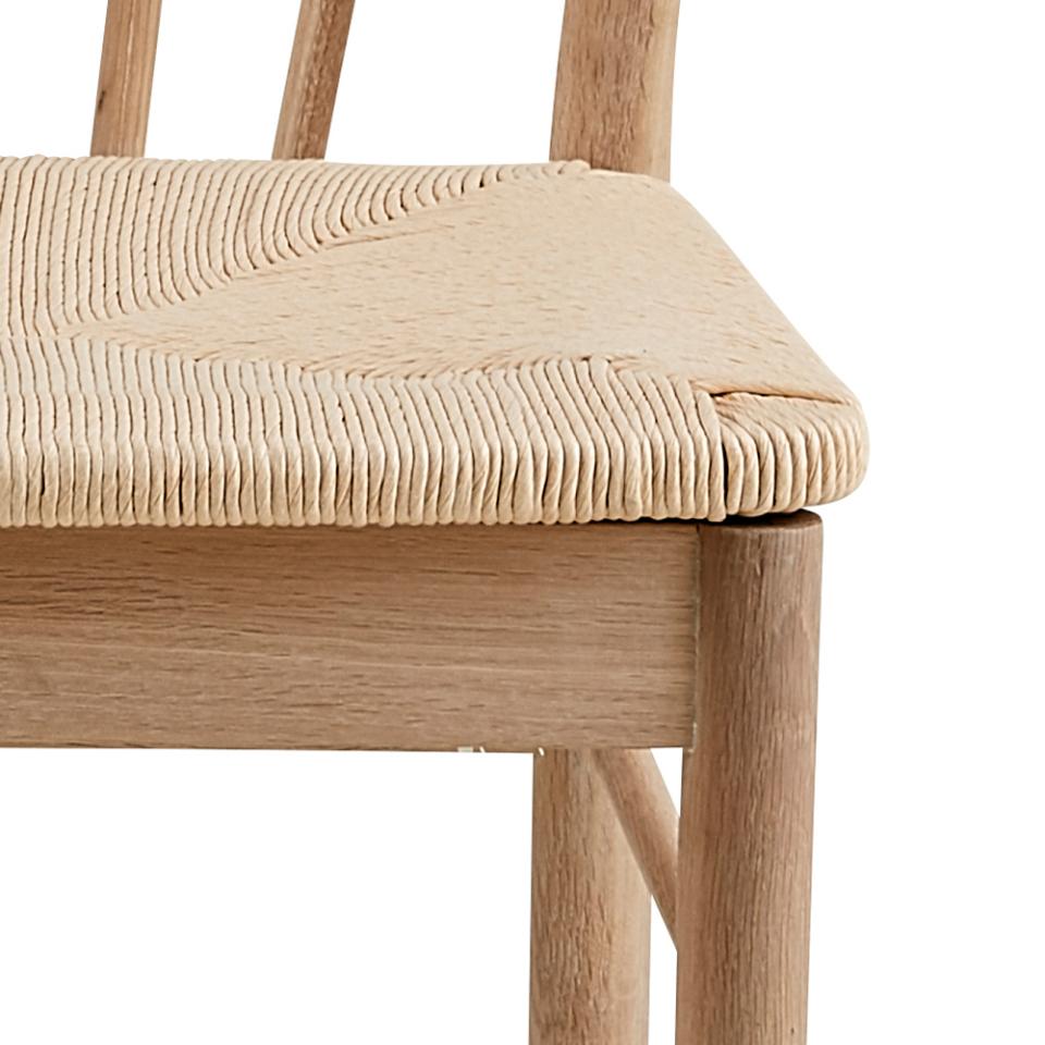 Cassandra White Solid Oak Quality Paper Plaited Dining Chair, Set Of 2 Chairs