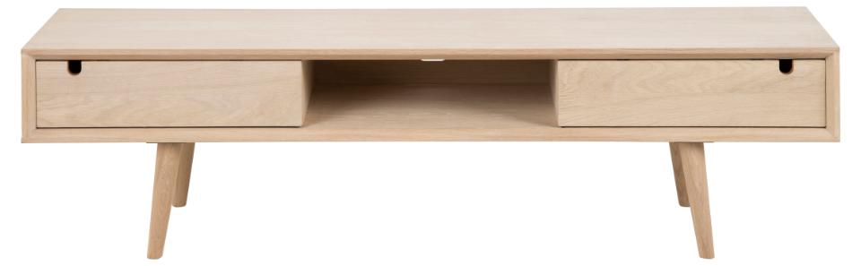 Century TV Unit With 2 Doors In White Oiled Oak 160x38x43cm
