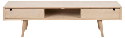 Century TV Unit With 2 Doors In White Oiled Oak 160x38x43cm