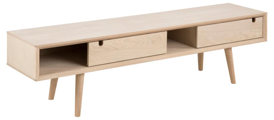 Century TV Unit With 2 Doors In White Oiled Oak 160x38x43cm