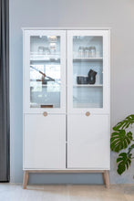 Load image into Gallery viewer, Century Cabinet With Glass Door And 2 Drawers Chic Modern White Oak 72x36x143cm

