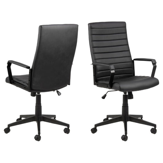 Charles Stylish Black Home Office Desk Chair With Brake Castors, Seat Adjustment, Swivel And Tilt