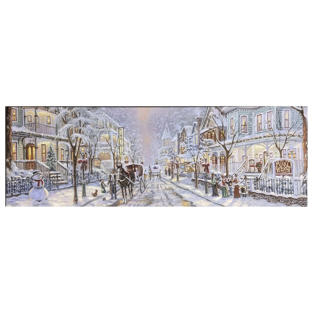 Christmas Canvas LED Light Up Wall Art Picture With Switch, Battery Operated 60x20cm