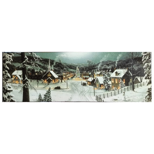 Christmas Canvas LED Light Up Xmas Tree Wall Art Picture With Switch, Battery Operated 60x20cm