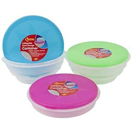 Set Of 3 Collapsible Food Storage Containers Plastic Travel Lunch Box, Salad Or Breakfast Bowls 700ml