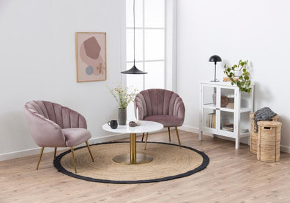Corby Marble Coffee Table With Gold Brass Metal Base 80cm