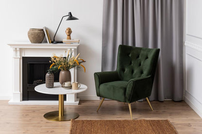 Corby Marble Coffee Table With Gold Brass Metal Base 80cm