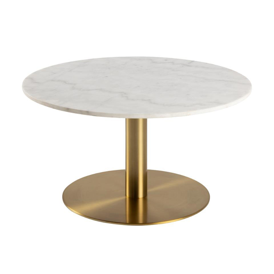 Corby Marble Coffee Table With Gold Brass Metal Base 80cm
