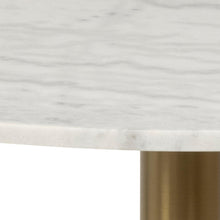 Load image into Gallery viewer, Corby Luxury White Marble Round Dining Table With Brass Base 2-4 Seat 80cm
