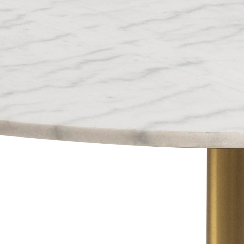 Corby Luxury White Marble Round Dining Table With Brass Base 105cm