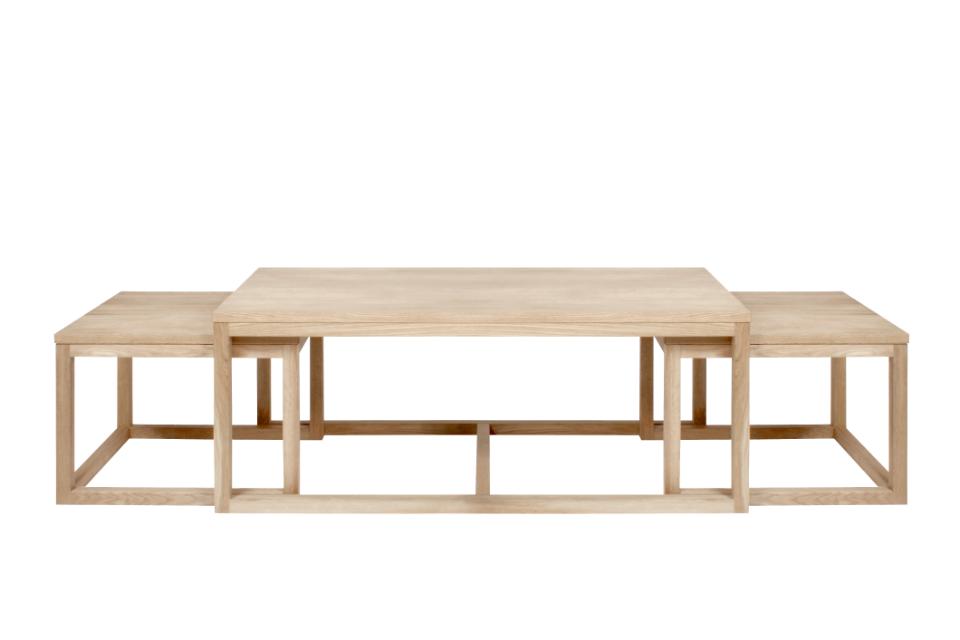Cornus White Oak Coffee Table Set Versatile 120 x 60 cm With 2 Extra Discreet Tables