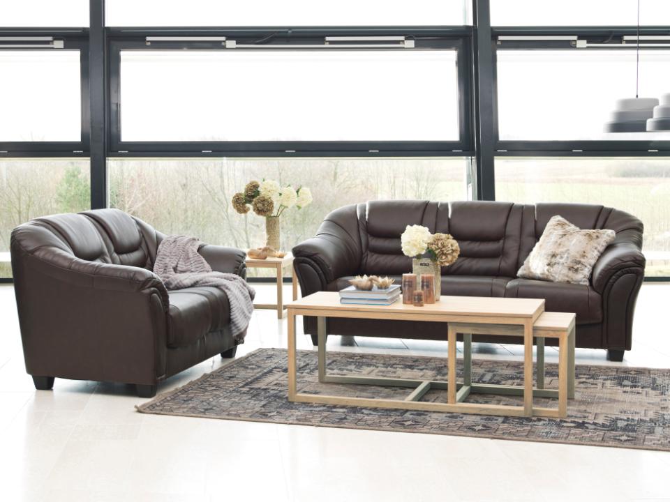 Cornus White Oak Coffee Table Set Versatile 120 x 60 cm With 2 Extra Discreet Tables