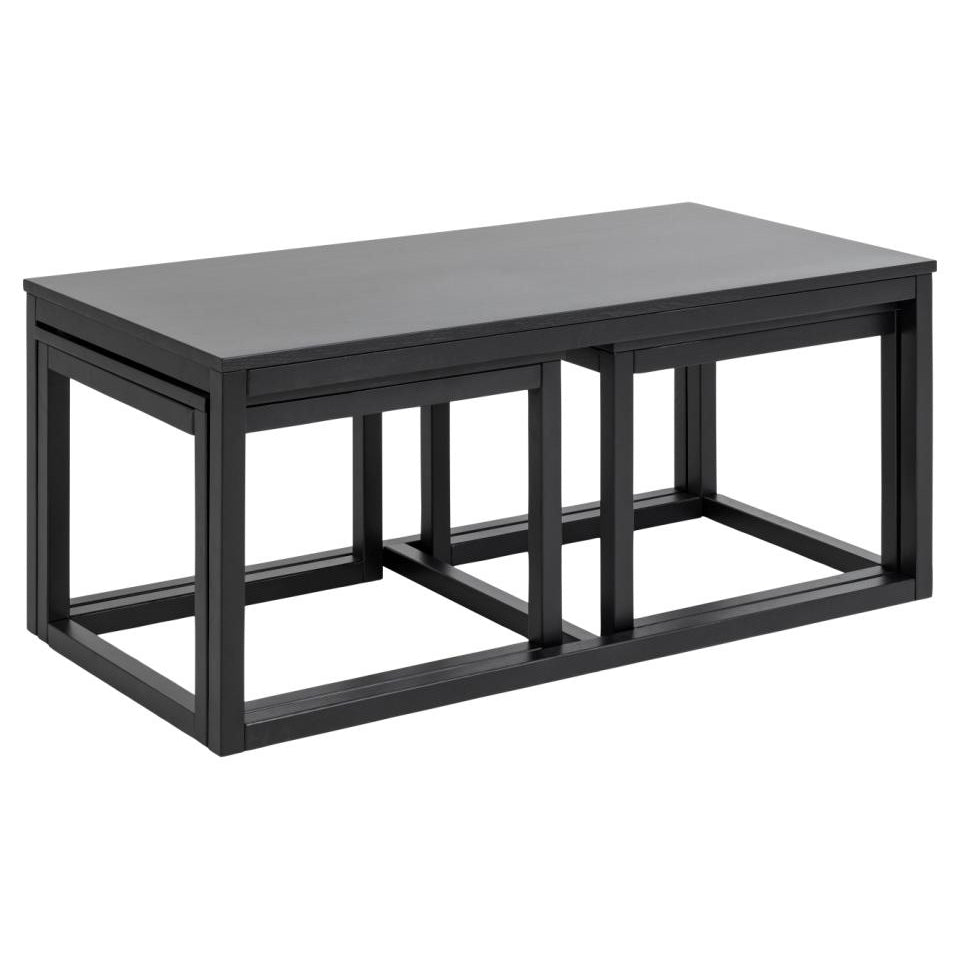 Cornus Black Oak Coffee Table Set Versatile 120 x 60 cm With 2 Extra Discreet Tables