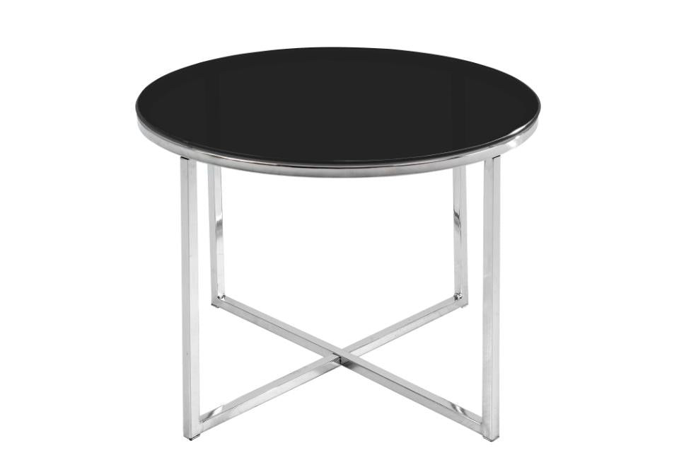 Cross Glass Designer Lamp Or Side Table In Clear, Smoked or Black, Round or Square Shape