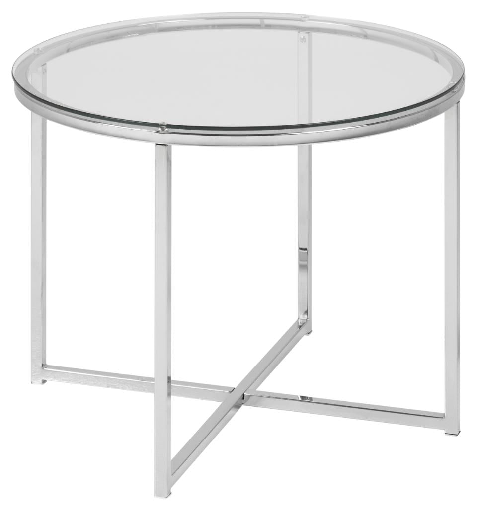 Cross Glass Designer Lamp Or Side Table In Clear, Smoked or Black, Round or Square Shape