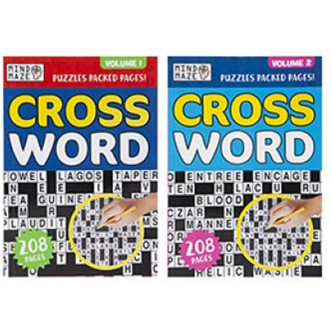 A4 Crossword Puzzle Book Compilation Compendium Volumes 1 or 2 with Free Pen